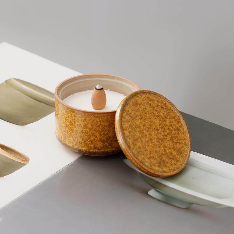 钧窑李峰茶叶末釉钛结晶手作青瓷中式复古香道盘香线香塔香香炉