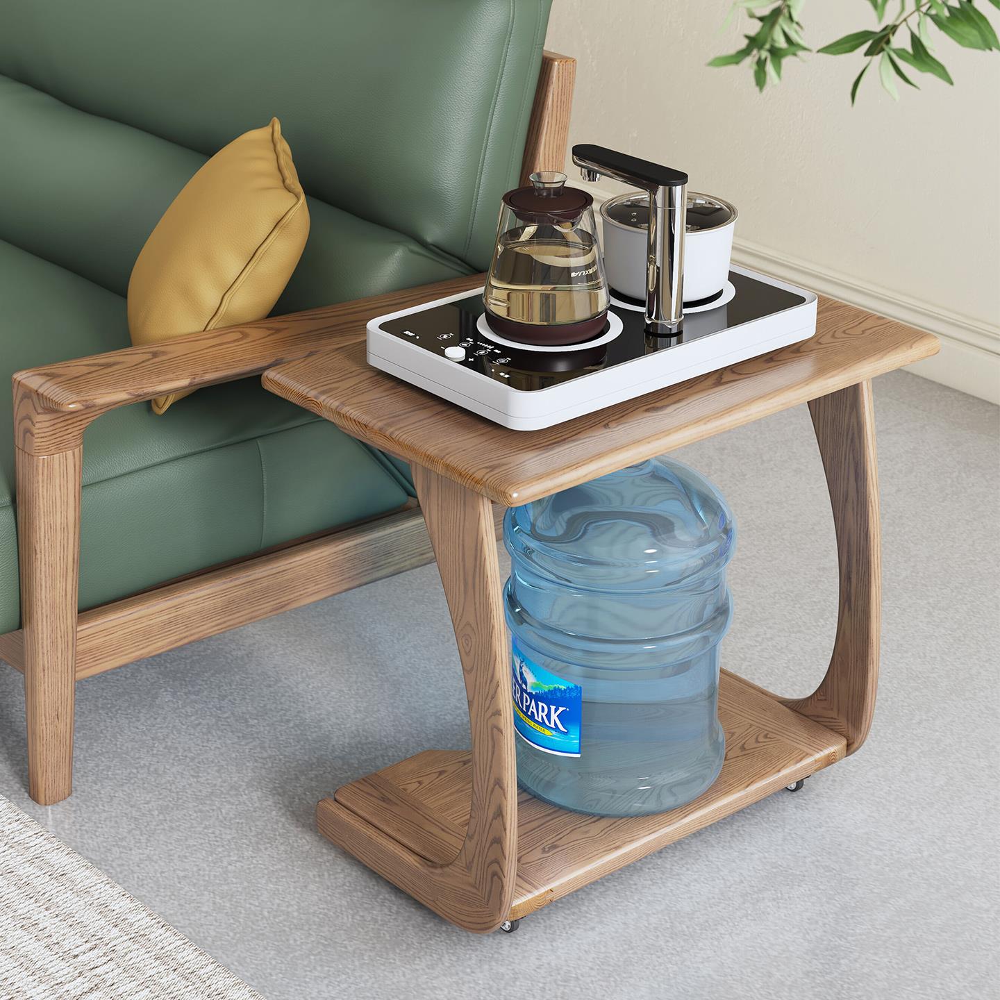 白蜡木实木边几可移动沙发角几带轮子儿童小书桌床边桌阳台休闲桌