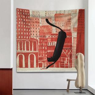 ins艺术个性 饰背景布墙布隔断布民宿客厅墙壁饰布 插画挂布卧室装