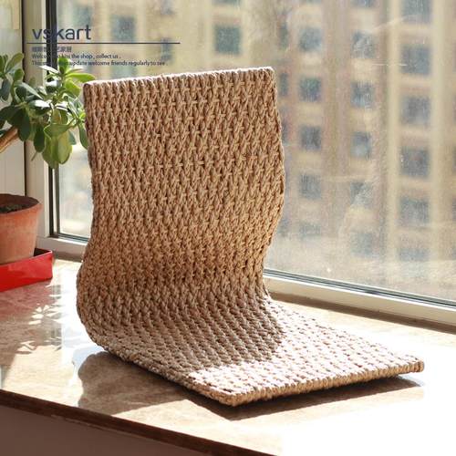 日式草编榻榻米椅子懒人客厅阳台飘窗卧室靠背椅和室无腿椅单人椅