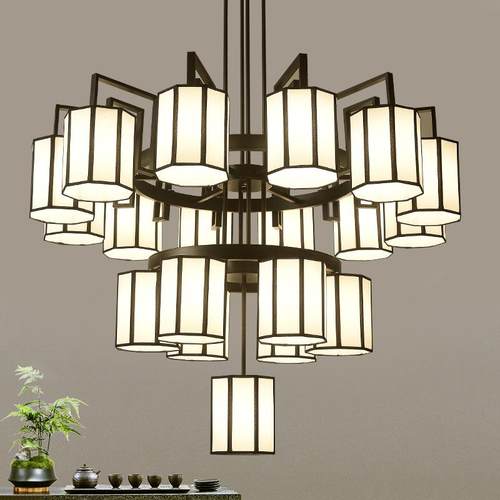 新中式大吊灯客厅中山灯具直销酒店大堂别墅四五层复式楼中楼吊灯