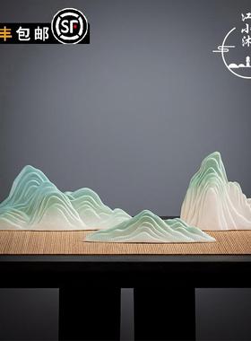 中式创意家居沙盘枯山水刘钱陶瓷假山玄关茶室桌面鱼缸造景装饰品