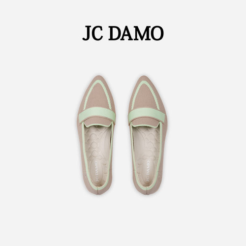 JCDAMO女鞋时尚飞织乐福平底鞋