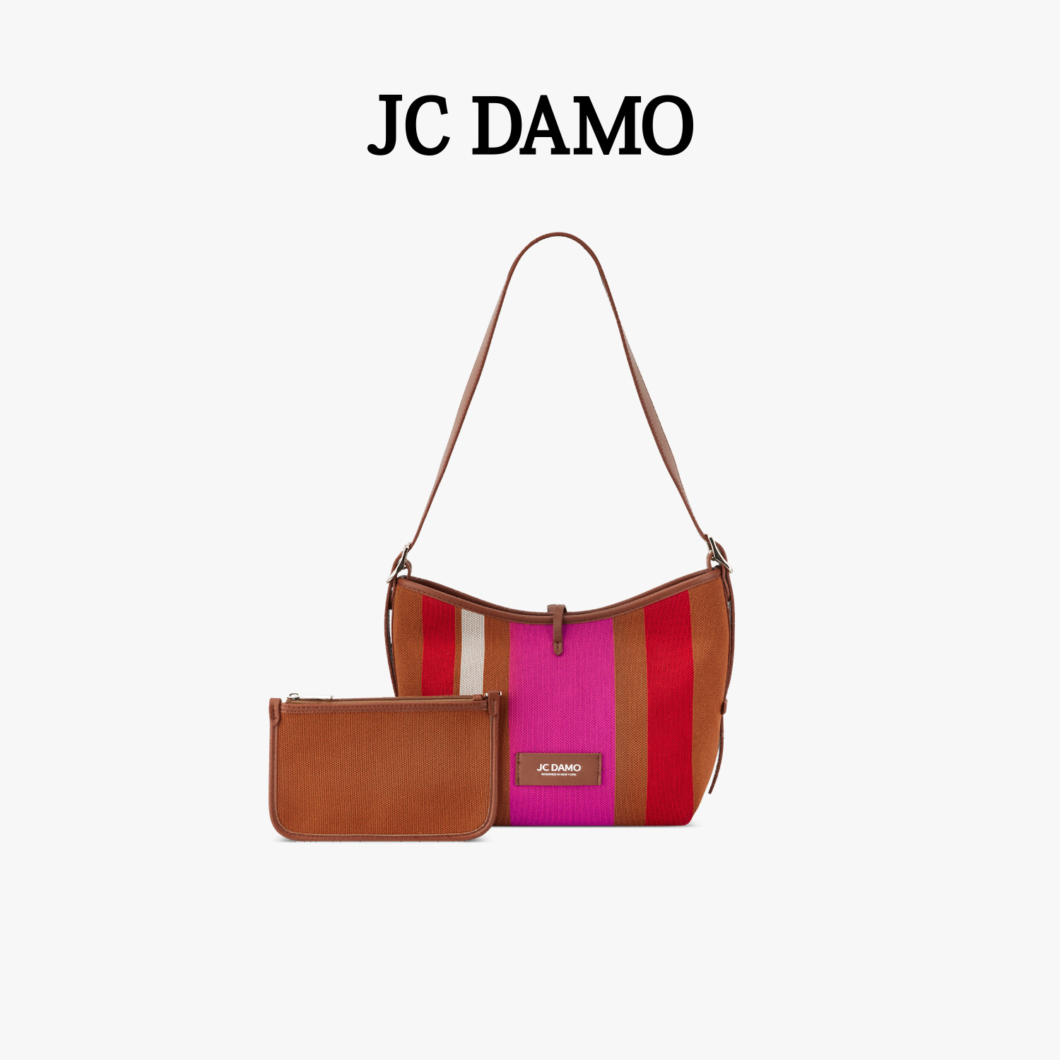 JCDAMO条纹单肩腋下斜挎包包女