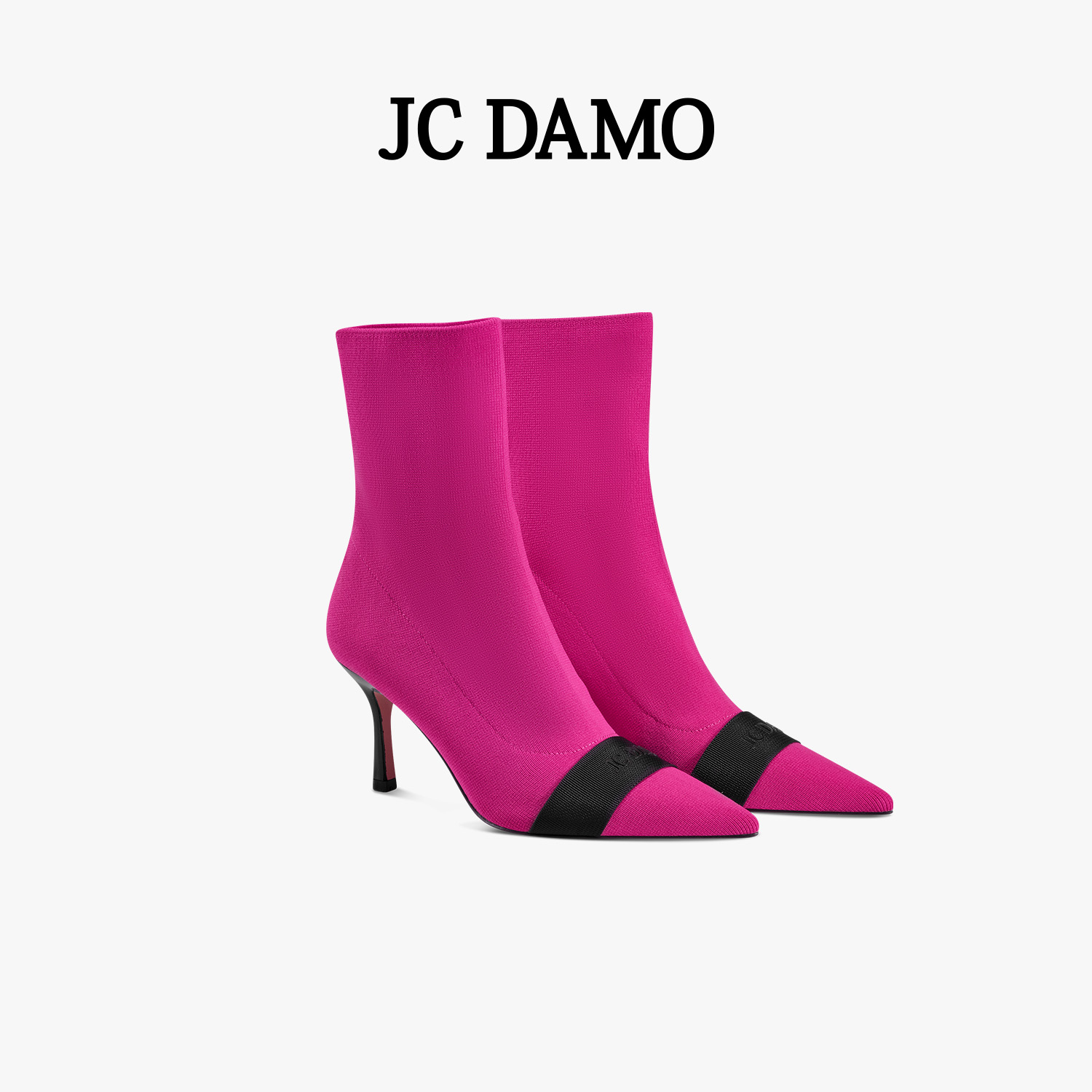 JCDAMO时尚飞织尖头高跟鞋短靴