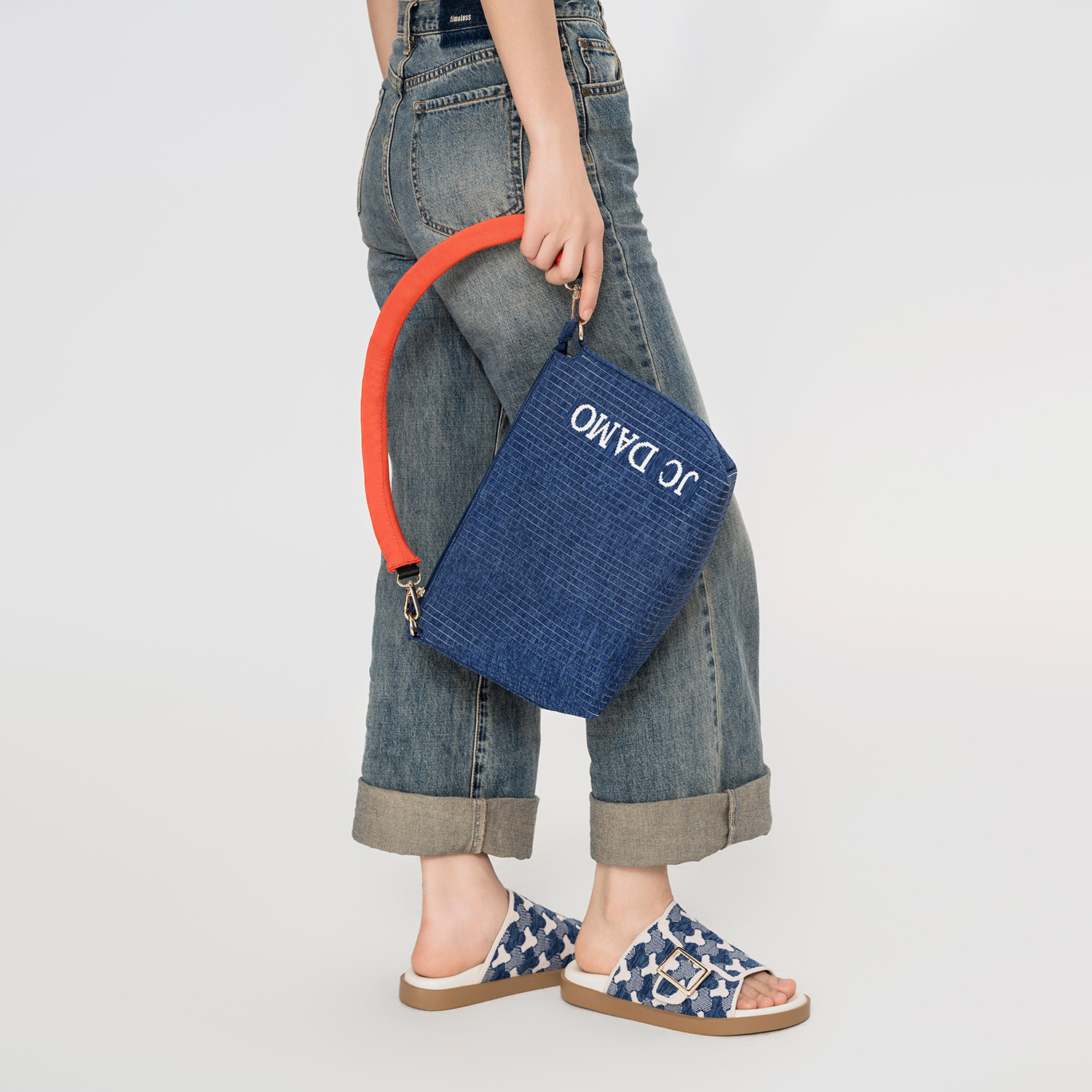 JCDAMO撞色彩虹单肩包