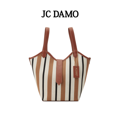 JC DAMO轻奢条纹飞织菜篮子包女手提包高级感小众
