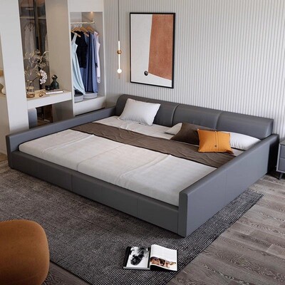 榻榻米床二胎家庭亲子床一家三四口超大床主卧组合大床拼接皮艺床