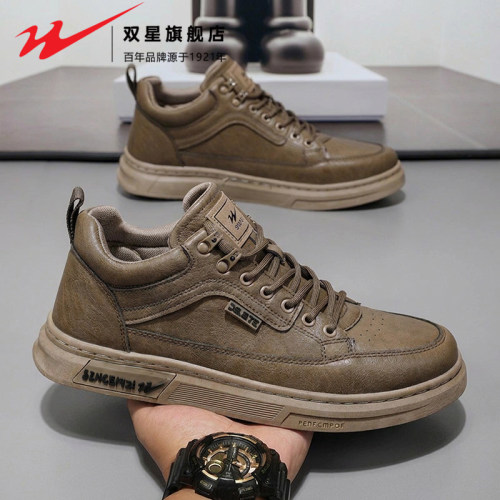 双星官方正品热销男士皮面工装鞋