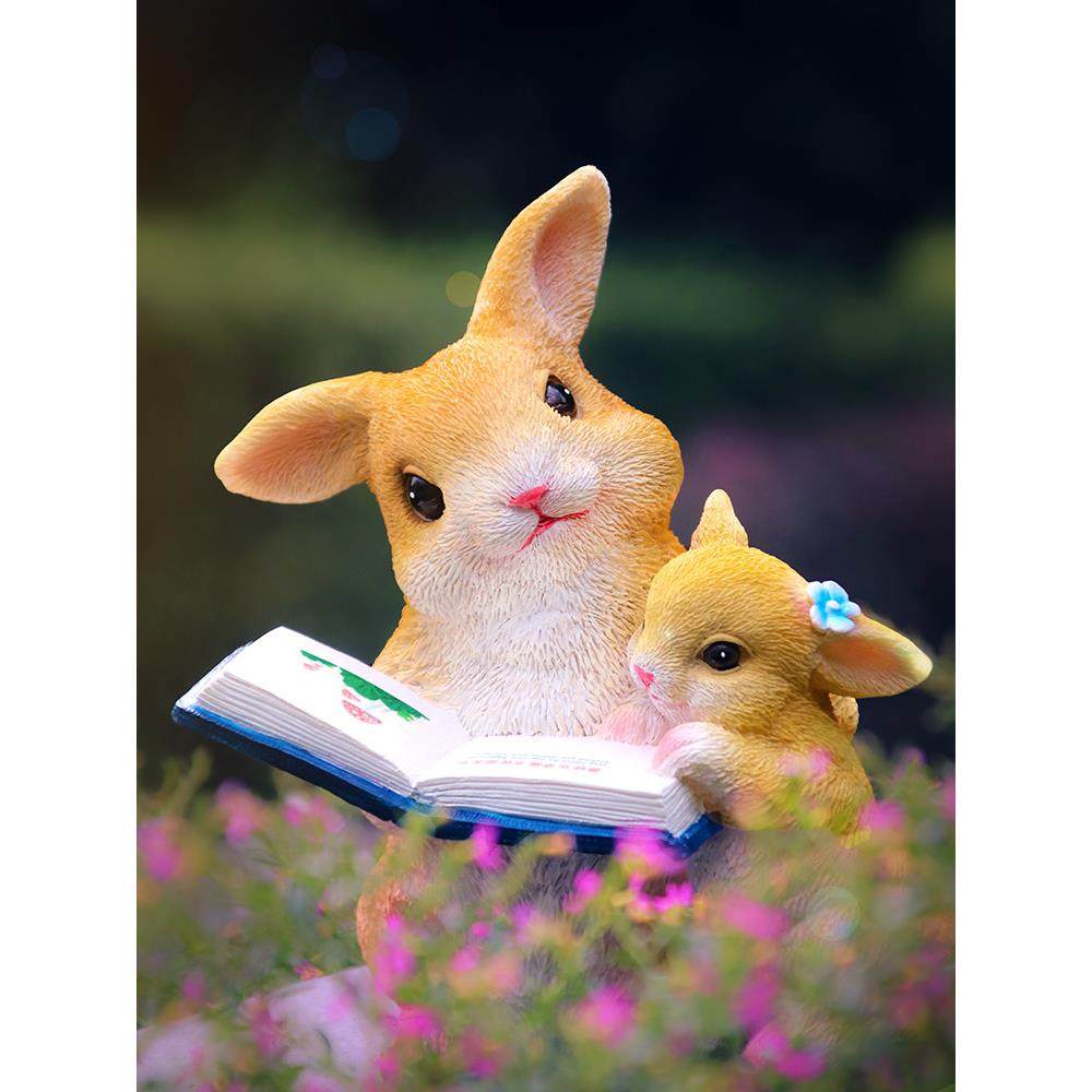 创意卡通小兔子看书树脂摆件花园庭院阳台装饰幼儿园温馨布置摆设,家居饰品,装饰摆件,淘宝优惠券,粉丝福利购,淘宝优惠卷