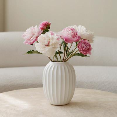 ladylike 简约现代白色陶瓷花瓶 客厅干 干燥花鲜花插花花瓶装饰