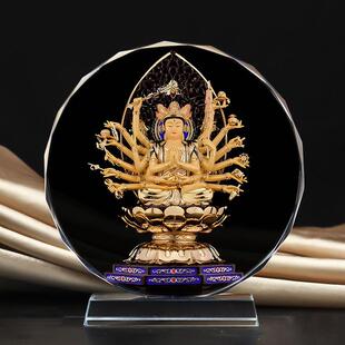 准提菩萨准提佛母画像水晶玻璃摆件桌面装饰摆台摆设佛陀来图定制