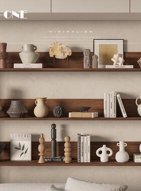 侘寂风酒柜软装饰品民宿客厅玄关壁龛开放格抽象复古陶瓷艺术摆件