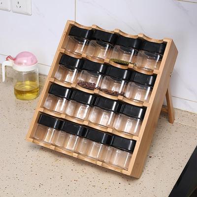 厨房调料置物架竹16格架多层落地挂墙上多功能家居佐料台面收纳盒