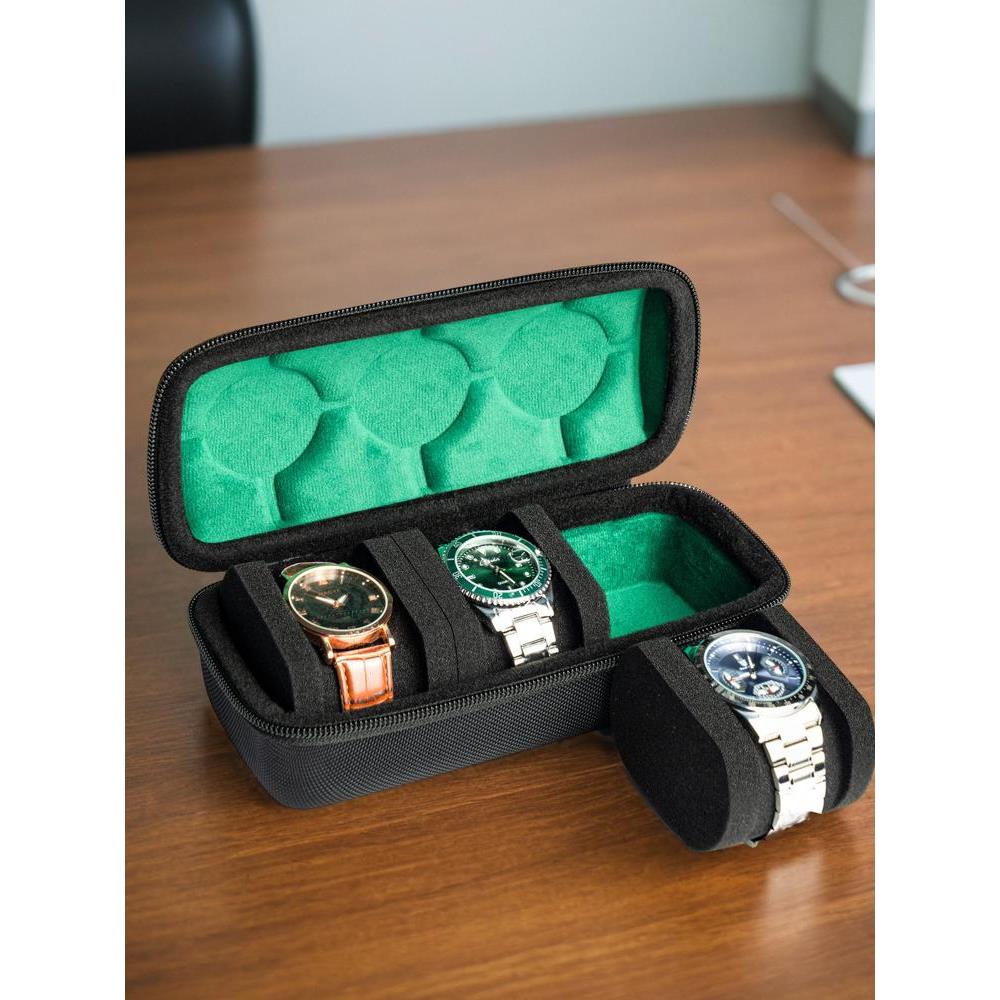 3位便携机械表手表盒旅行手表收纳包多卡位手表收纳盒 硬壳防压