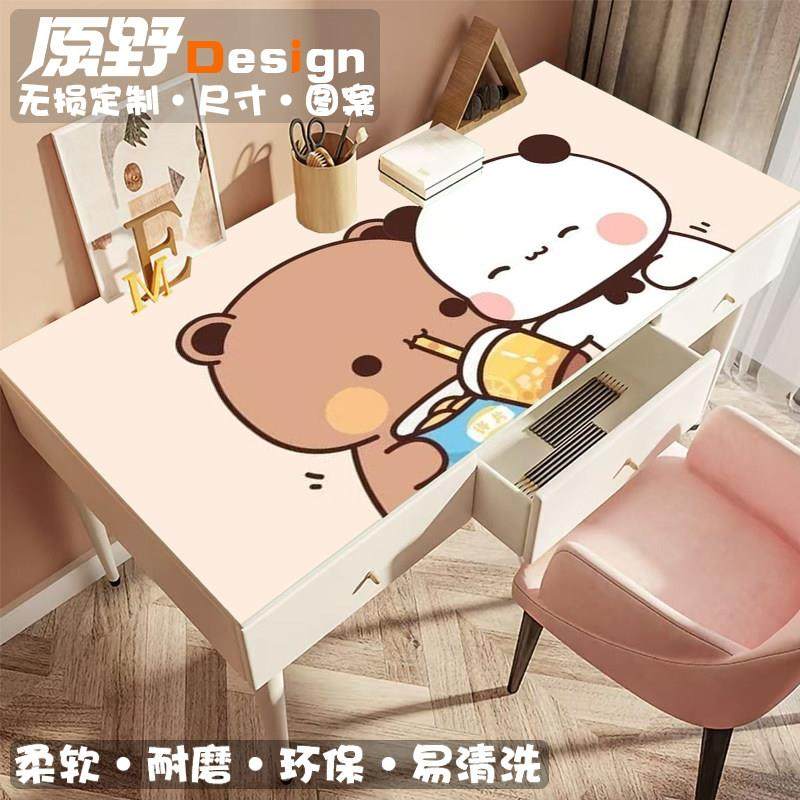 一二布布滑鼠垫超大号卡通写字办公皮革防水自由裁剪学生学习桌垫