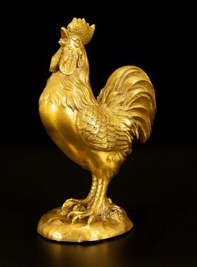 纯铜鸡摆件铜公鸡金鸡大公鸡生肖鸡元宝鸡家居客厅工艺品桌面装饰