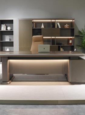 迪代欧新款灰色现简商约高级办YYY公室老板桌组务合办公室大班台