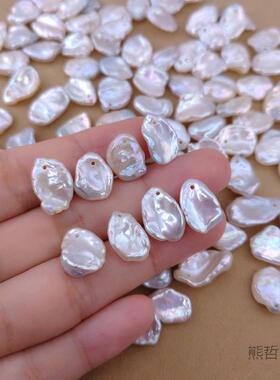 -10mm花瓣珠巴洛克珍珠kshiD三七孔强光白9色手工e饰c3feP3ac品散