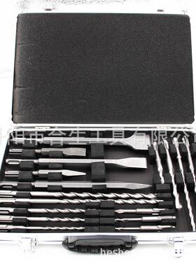 跨境厂家17pcs电锤钻尖凿扁凿铝盒套装SDS冲击钻墙壁开孔凿眼