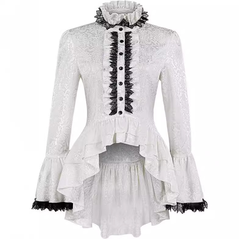 中世纪立领喇叭袖衬衫cos服  维多利亚服装 宫廷哥特式蕾丝上衣