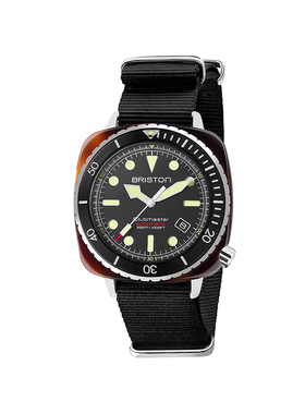BRISTON法国进口Clubmaster Diver Pro黑盘玳瑁300米专业潜水手表