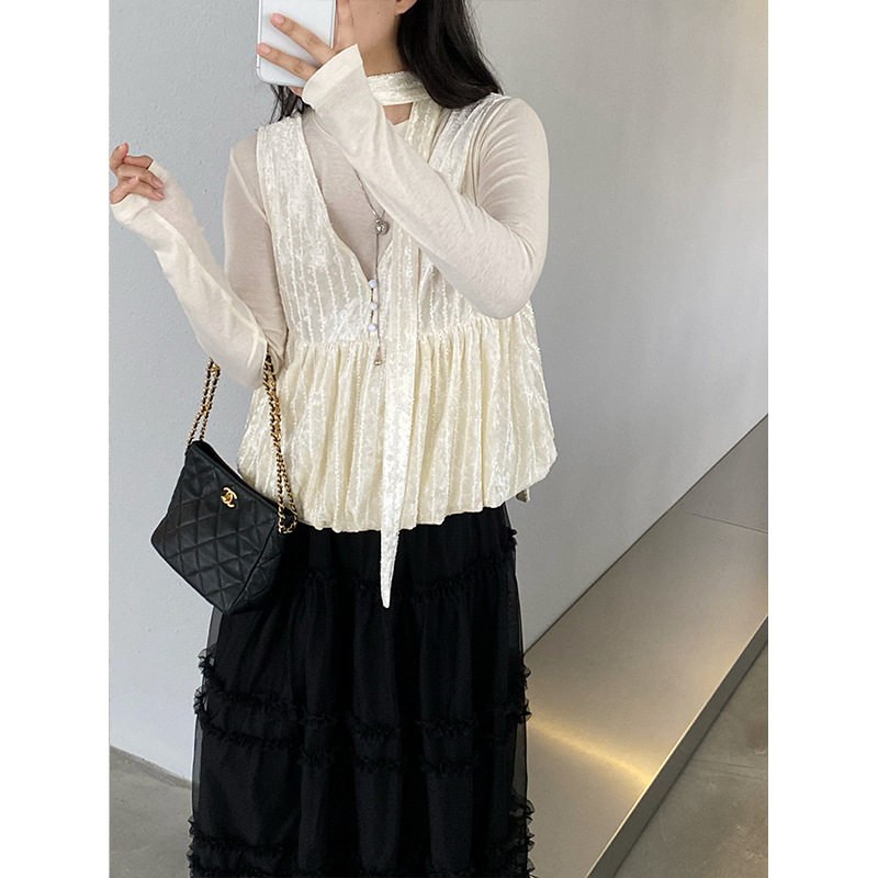 早春韩系丝绒吊带背心+纯色百搭长袖T恤女,女装/女士精品,休闲运动套装,淘宝优惠券,粉丝福利购,淘宝优惠卷