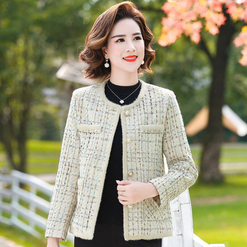妈妈春装上衣高贵小香风外套女中老年人女40岁春秋上衣女装婆婆装