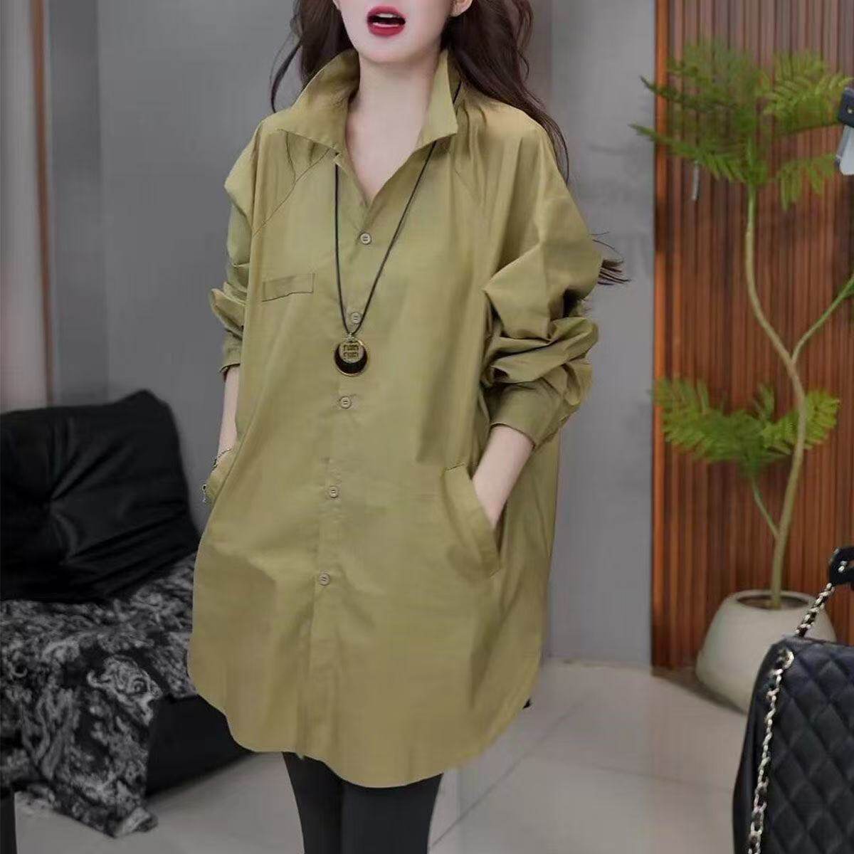 2025春秋新款设计韩版时尚百搭休闲女士衬衫长袖上衣宽松显瘦衬衣