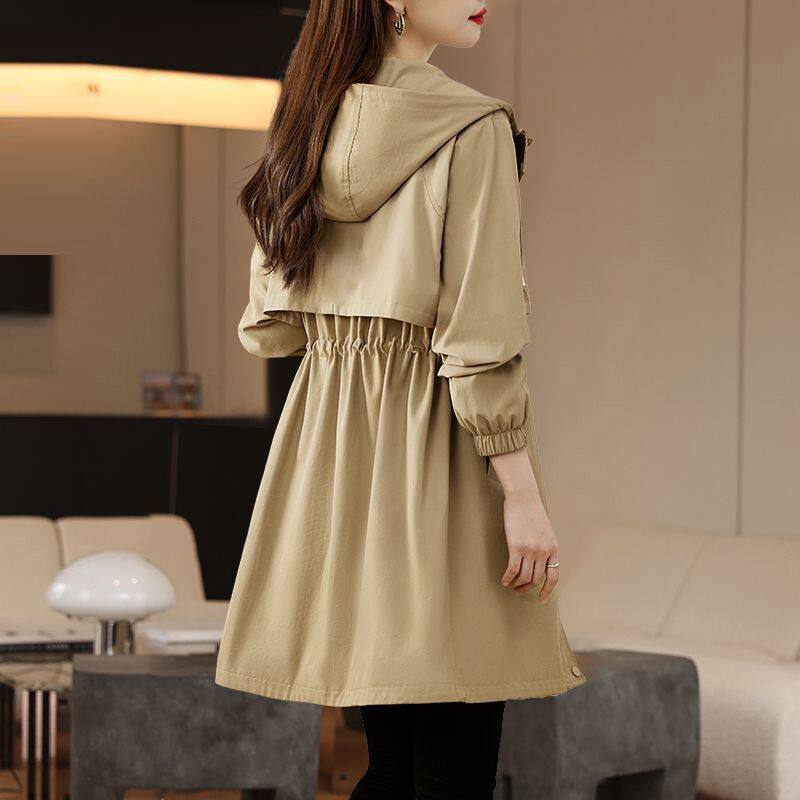 工装风衣女中长款2024年春秋装新款宽松休闲时尚派克服连帽外套潮