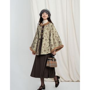 【青竹】昭君袄日常明制圆领披袄青色汉服改良版马面裙国风套装裙