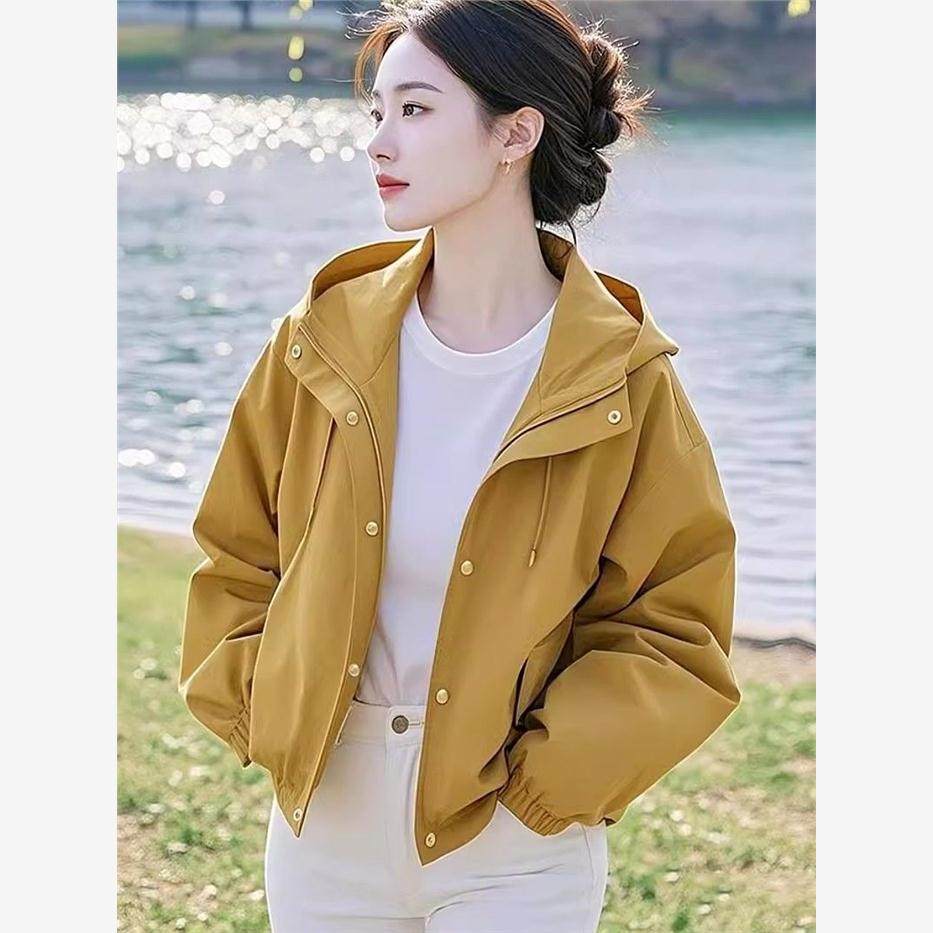 春秋外套女2025小个子外套新款短款休闲宽松连帽冲锋衣百搭夹克潮,女装/女士精品,短外套,淘宝优惠券,粉丝福利购,淘宝优惠卷