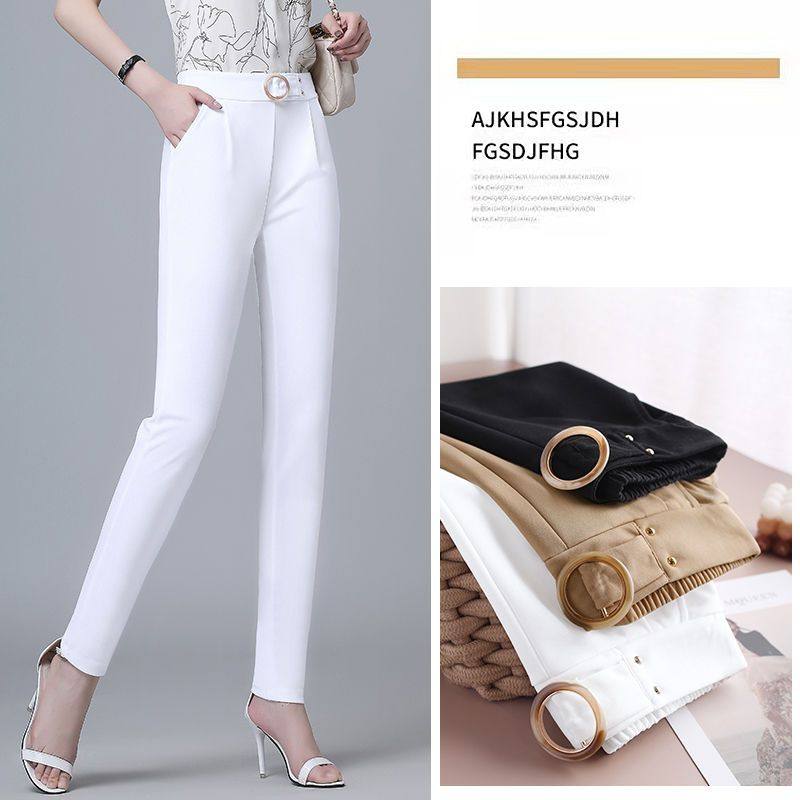 垂坠感小脚冰丝哈伦裤女高腰春夏季薄款宽松修身直筒九分西装裤女