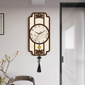 新款 挂表免打孔 挂钟客厅家用钟表静音挂墙时钟创意高级万年历中式