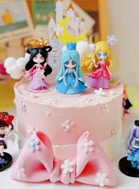 叶罗丽公主手办模型蛋糕烘焙装饰 女孩生日蛋糕芭比娃娃裸娃摆件