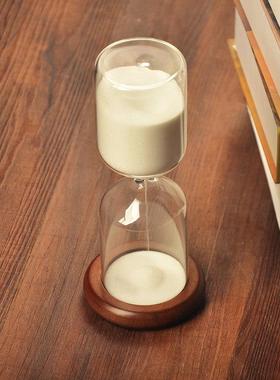 【天天优惠】精致白沙沙漏 简约时尚30分钟木座玻璃沙漏计时器