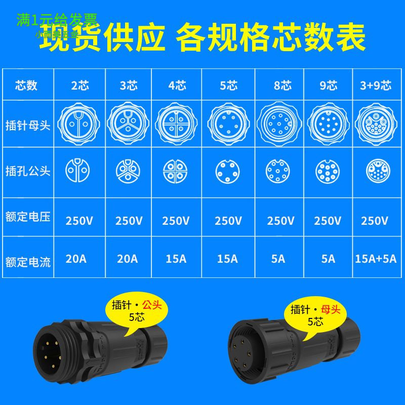 M19组装款接头电源信号灯电线航