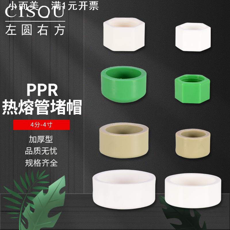 PPR堵帽热熔堵头DN20/25/32/40/63/75/110管堵6/4分内丝水管配件