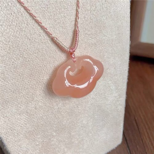 桃花祥云锁金丝玉国风情人节礼物桃花酿项链吊坠