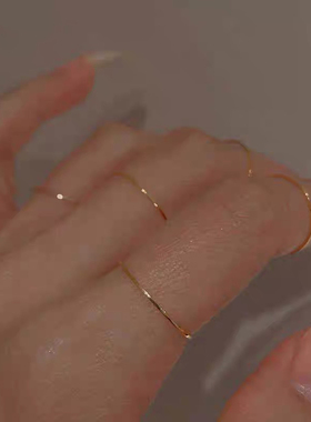 奥莱撤柜18K金素圈戒指女轻奢小众高级感素戒素圈食指环送女友礼