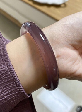 冰种帝王紫玉髓手镯玉石镯子古风外蒙料镯子女款紫气东来