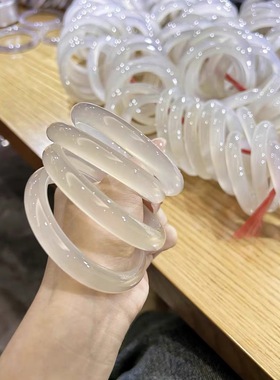 玉髓手镯国风白月光荔枝冻冻冰透玛瑙手镯高冰种女新中式玉镯礼物