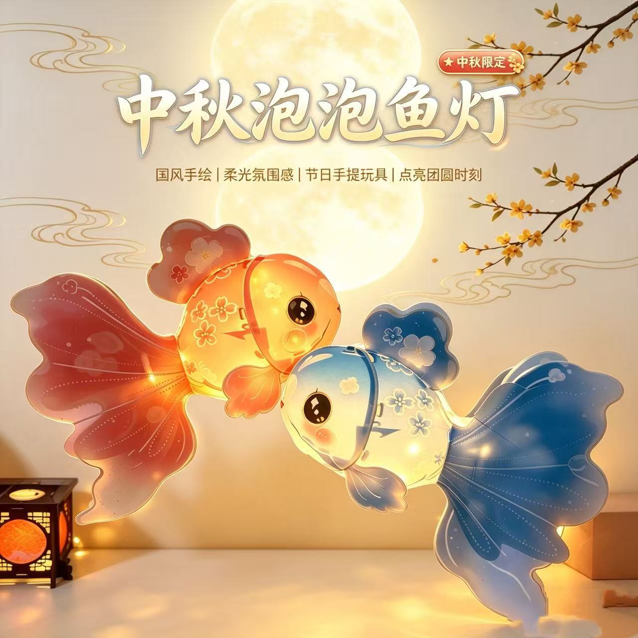 新款中秋节泡泡鱼灯笼diy活动手工制作儿童手提发光花灯材料包
