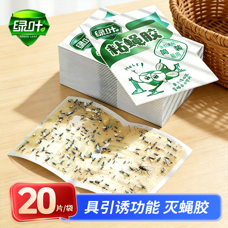 绿叶家用苍蝇贴超强力诱捕器粘蝇纸粘蝇板灭苍蝇蚊虫捕捉