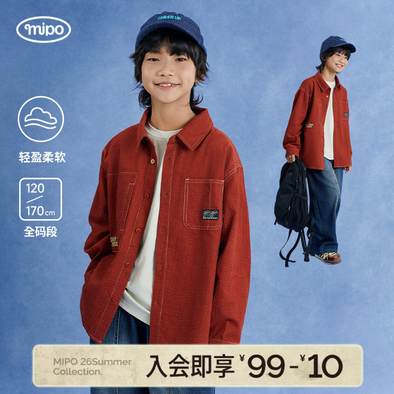 mipo秋压泡竖条灯芯绒衬衫图片