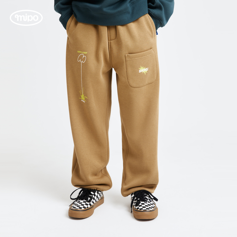 mipo儿童运动裤束脚加绒加厚