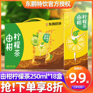 东鹏饮料由柑柠檬茶250ml*18盒整箱油柑果味搭配红茶柠檬茶礼盒装