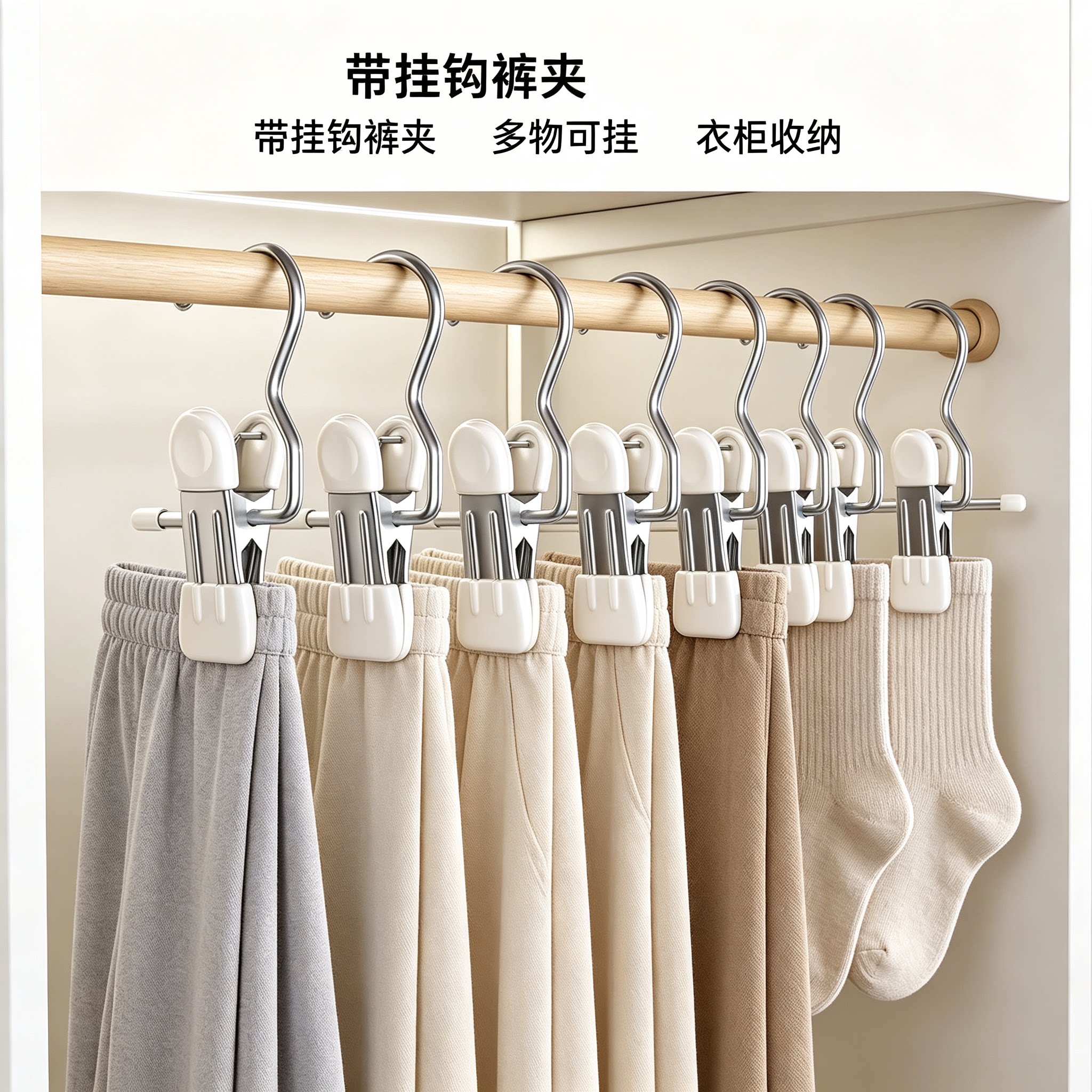 【防滑无痕】不锈钢衣物收纳挂钩图片