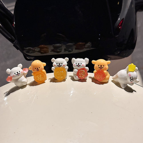 线条小狗电动车装饰摆件电瓶车贴纸摩托车可爱小配件卡通公仔玩偶