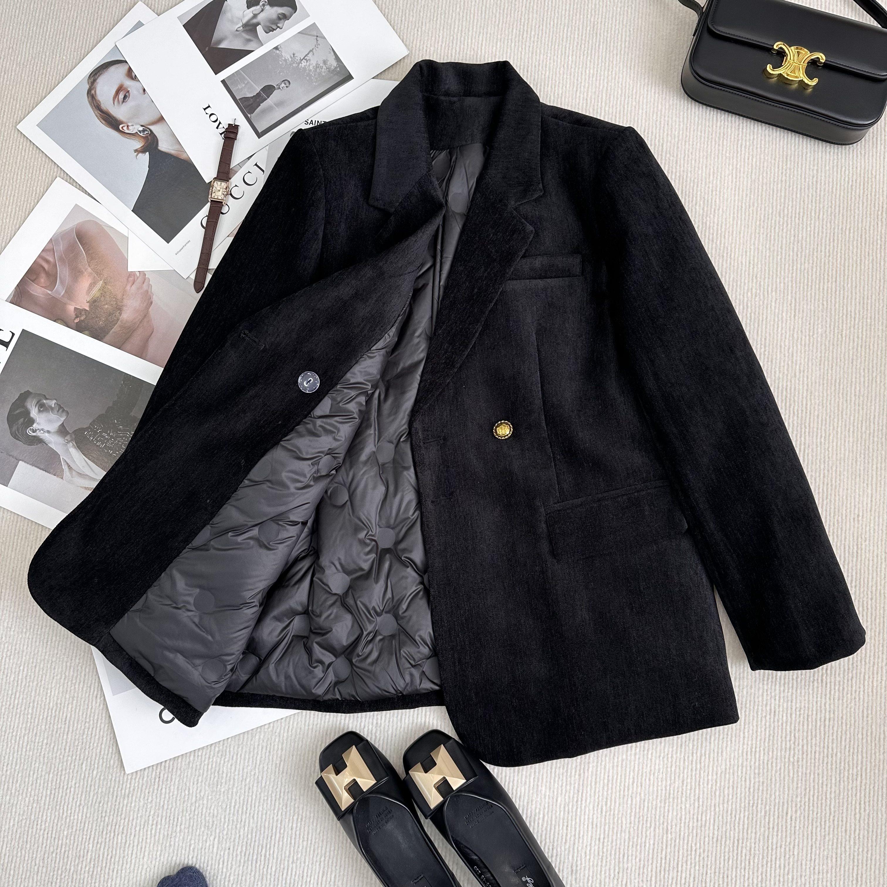 高级感羽绒内胆毛呢西装加厚外套